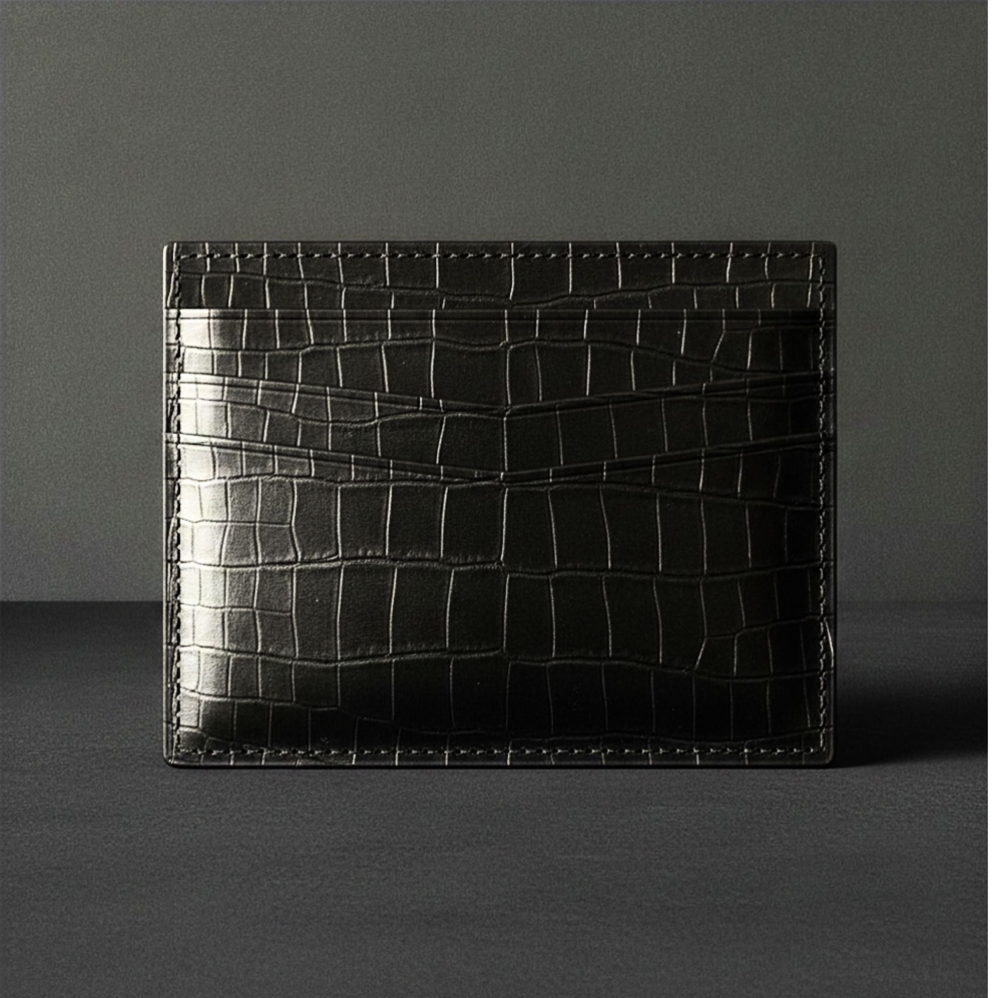 Black Croc Embossed Cowhide Leather Hide