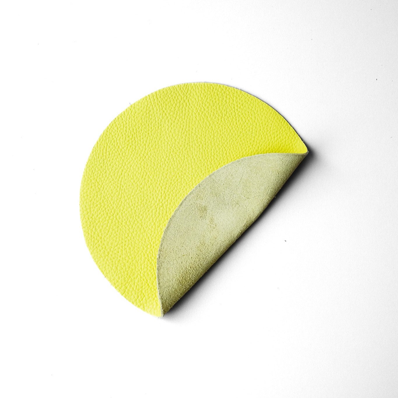 Yellow Lime Mousepad Circle Pebbled Leather