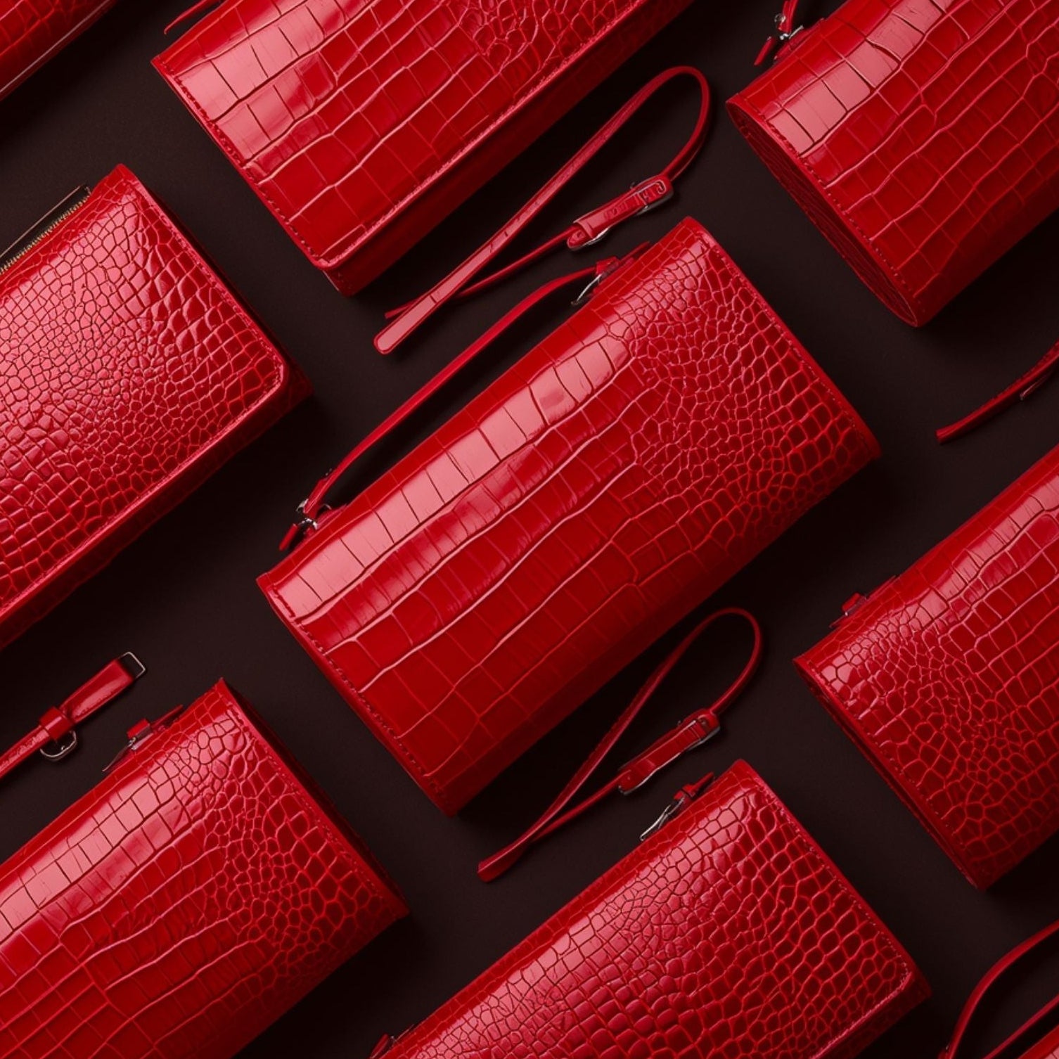 Shiny Red Croc Embossed Cowhide Leather Hide