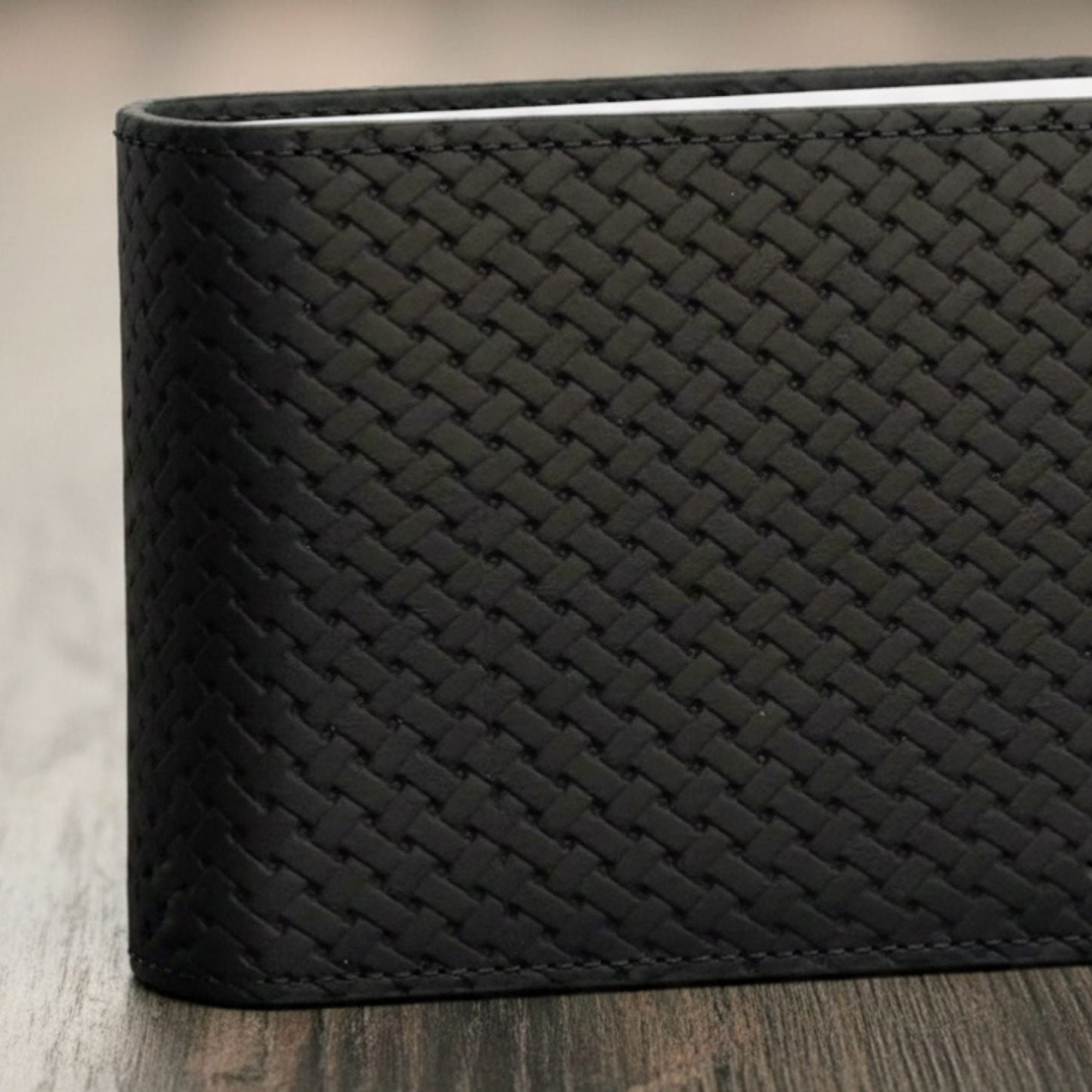 Ebony Basketweave Leather Hide