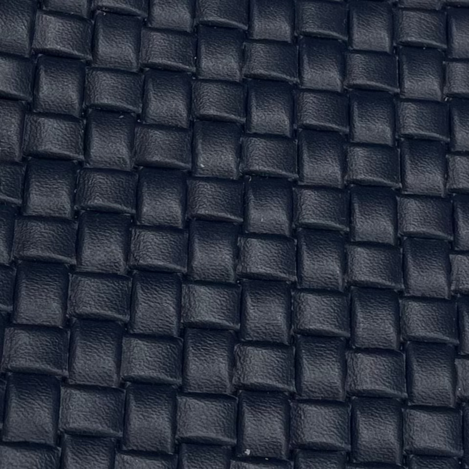 Weaved navy blue leather 